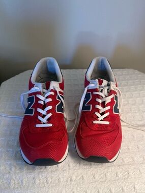 New Balance Red and Navy Lace-Up Sneakers